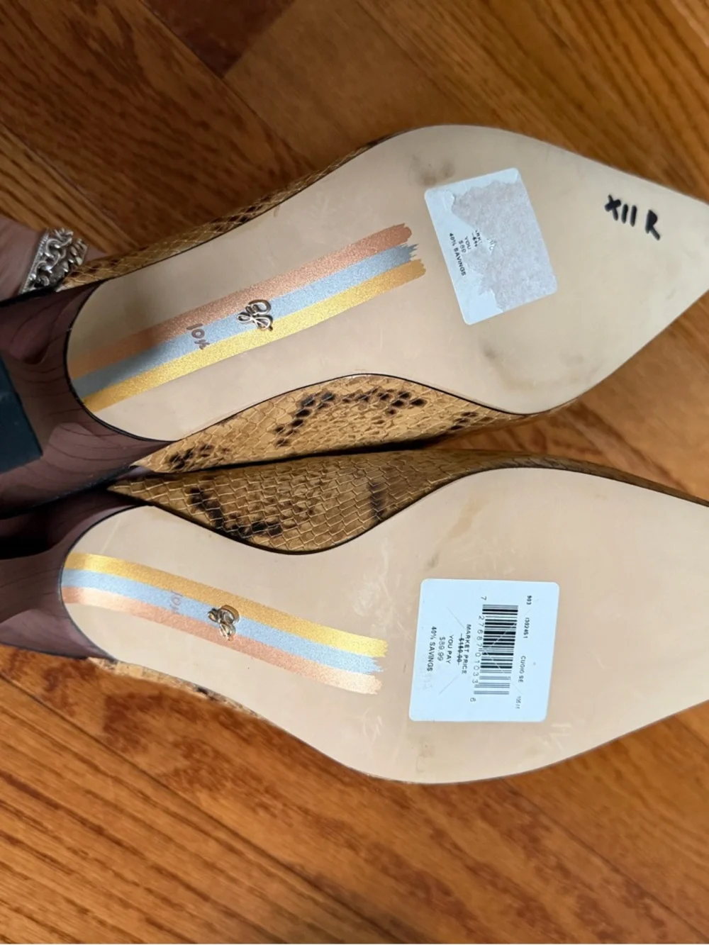 Sam‎ Edelman Skya Snakeskin Print Embossed Leather Mules Sz 10.5